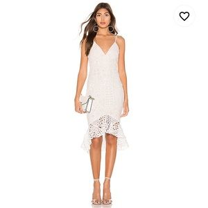 Ruffle midi dress white NWT